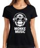 Monke Music Affe Kopfhörer DJ Brille Lustig Meme Urban Retro Damen T-Shirt