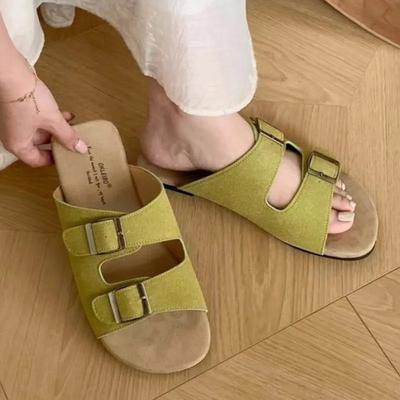 Fashion Ladies Shoes On Sale 2024 Open Toe Buckle Women's Slippers Summer Solft Sole Casual Flat Comfortable Slingbacks Slippers