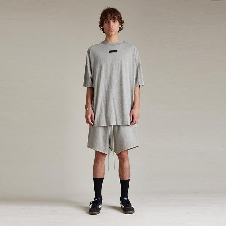Fear of God Essentials Short-Sleeve Tee Dark Heather Oatmeal Men Tops Grey 125SP244193F