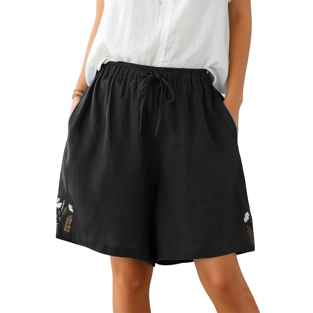 Women's High-Waist Versatile Comfortable Breathable Linen-Cotton Casual Shorts