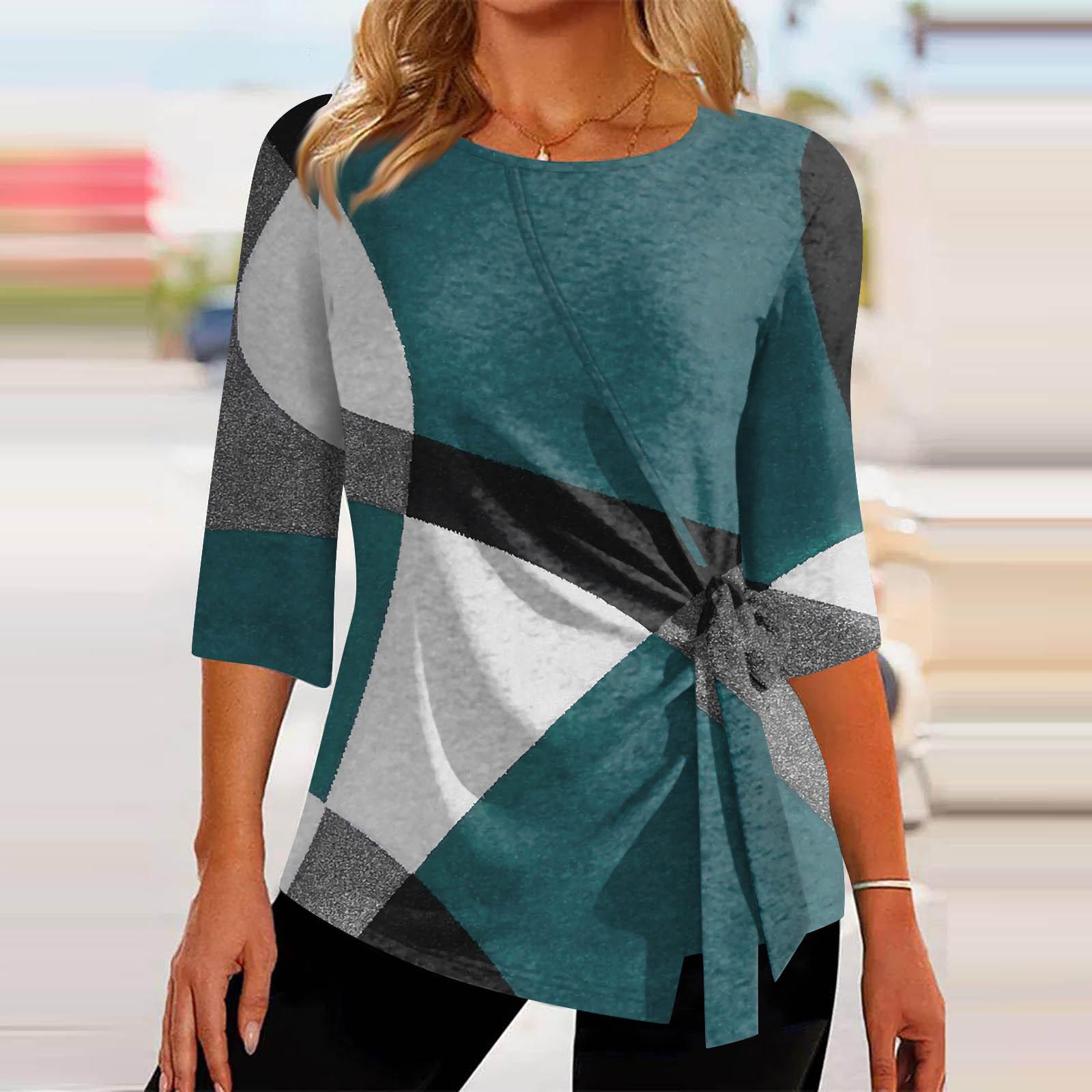 

3/4 Sleeve Tops For Women Summer Asymmetric T-Shirt Slim Fit Casual Tops T Shirt Pullover Tops T Shirts Summer Tops Three Quarter Sleeve Tops L білий