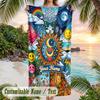 Seashell Starfish Frame Theme Quick Dry Beach Towel Custom Name Text Print Large Sand Resistant Towel Beach Vacation