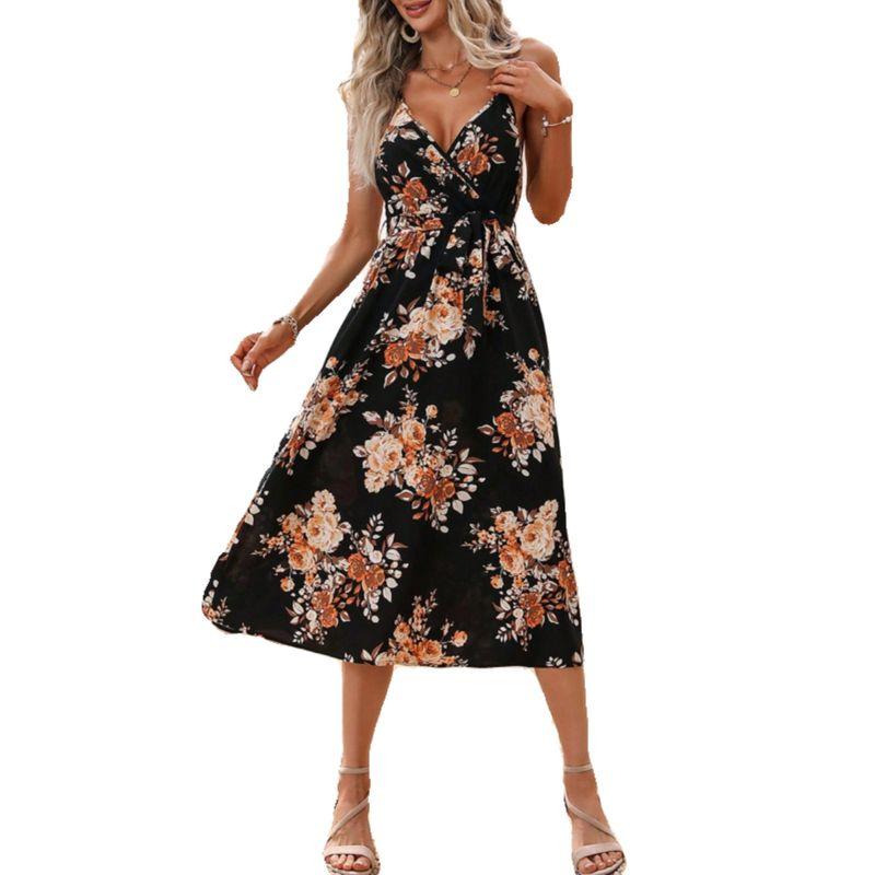 Summer New Arrival Women's Clothing Fashion Style Classy Temperament-Shaping Color Sexy V-neck Silm Sling Dress Sleeveless Skirt