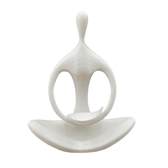 Minimalist Zen Humanoid Sculpture Ornament 3D Printed Abstract Figurine with Smooth белый