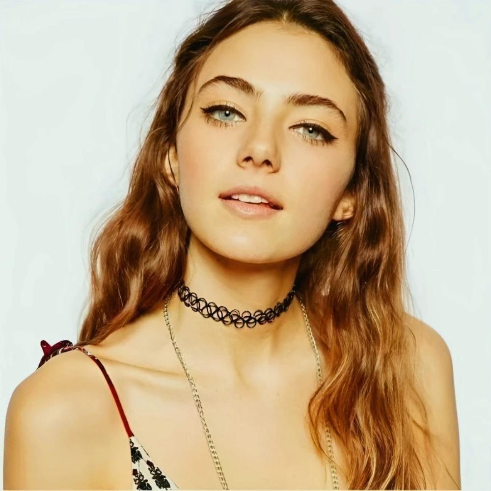 Gothic Black Choker Fashion Necklace for Punk Girl Women Vintage Elastic Braided Fish Thread Choker Gift