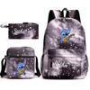 School Season Student Backpack Heat Transfer Backpack Satchel Pencil Bag Three-Piece Set