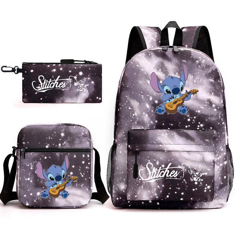 School Season Student Backpack Heat Transfer Backpack Satchel Pencil Bag Three-Piece Set