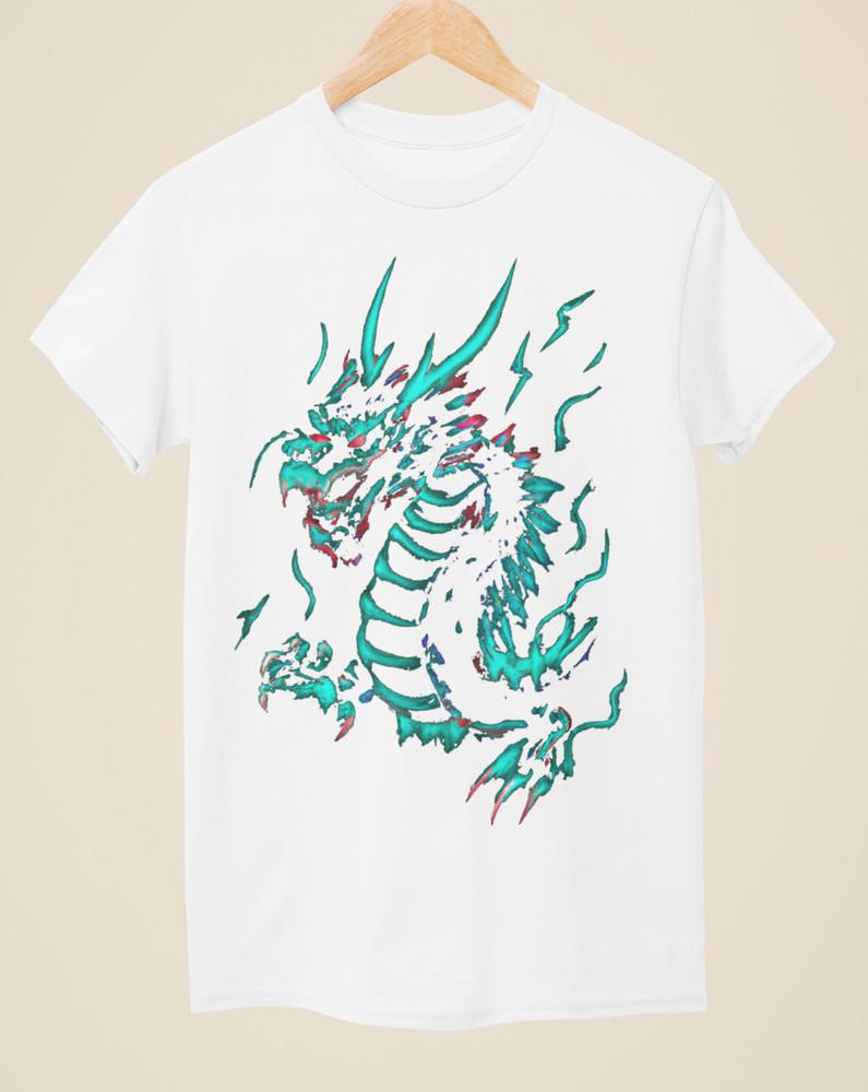 Neon Dragon - Tattoo Inspired Unisex White T-Shirt Unisex T-Shirt XXXXL