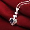 Trendy products Street all-match delicate blue crystal heart 925 sterling Silver necklace earring Jewelry sets for Woman fashion