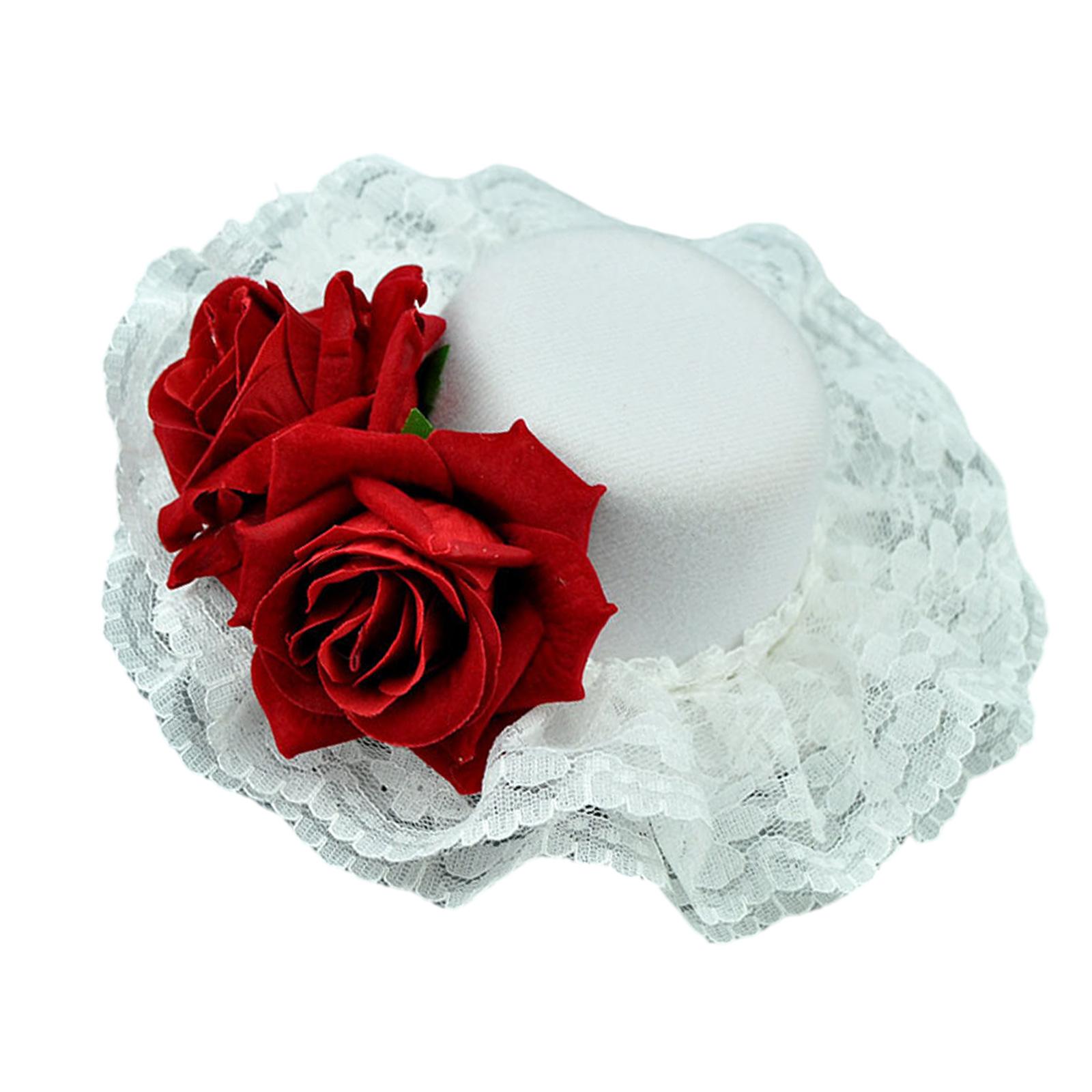 

Lightweight Polyester Top Hat Headdress Gothic Floral Hair Accessory Daily Use Costume Party Wedding Event белый