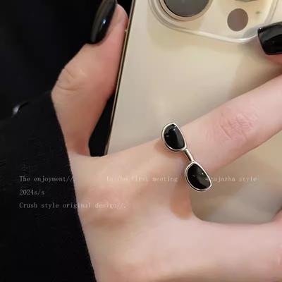 Spice Girl Fun Sunglasses Open Ring Unique Niche Personality Index Finger Ring Cool Open Ring Men