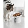 Y YHY Slow Feeder Cat Bowl, Ceramic Cat Slow Feeder Bowl, 6 Inches, Elevated, Anti Vomiting for Dry and Wet Food, White
