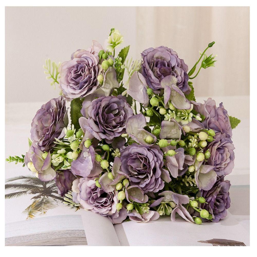 Lafite Peony Rose Hydrangea Simulated Flower Artificial Silk Flowers Fake Flowers Wedding Bouquet