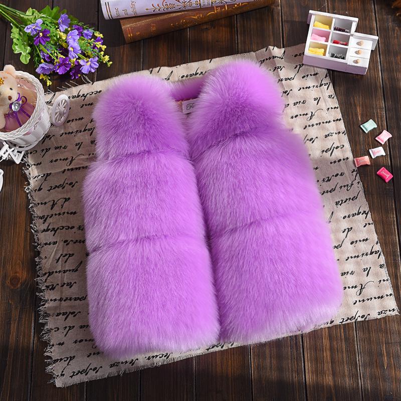 2024 Autumn and Winter Girls Clothes Children's Fur Vest Thickened Cotton Solid Color Coat Wool Fake Fur Jacket
