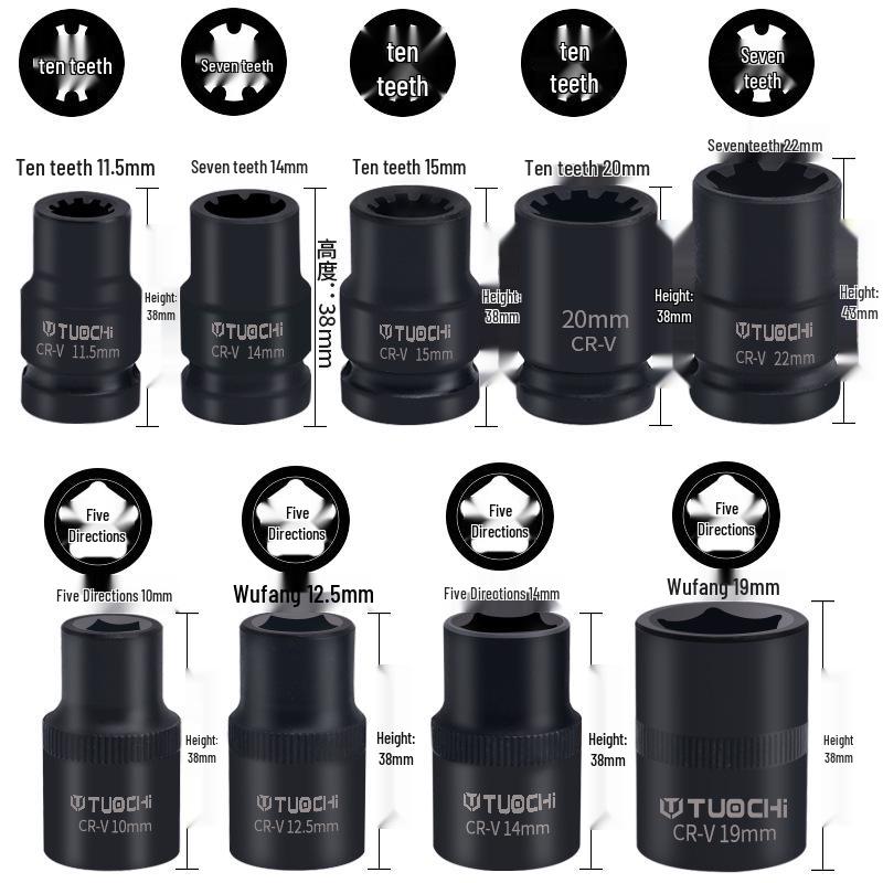 17-Piece Brake Caliper Piston Pin Removal Socket Bit Set for Auto Repair