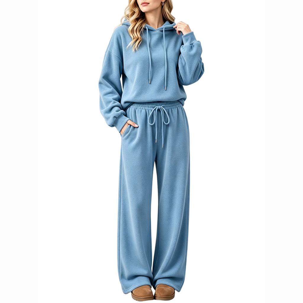 Completo da Donna 2 Pezzi con Felpa con Cappuccio Girocollo a Manica Lunga e Pantaloni, Tuta Casual per l'Uso Quotidiano