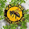 Round Bee Garden Tin Sign, Rustproof Aluminum Honeybee Decor, Vintage Farmhouse Metal Plaque, Outdoor Weather Resistant Wall Art
