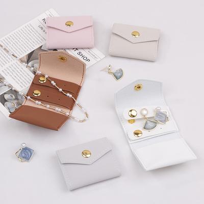 Mini Envelope Jewelry Bag Snap Button Closure Luxury Microfiber Suede Jewelry Necklace Earrings Packaging Pouch Bags