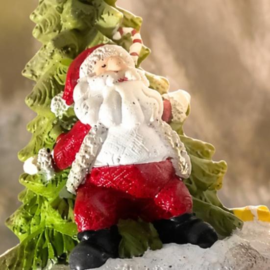 Christmas Tree Ornament for Garden Solar Light, Santa Resin Yard Stake Decor with Craft Decorations Patio Warm Glow, Waterproof Outdoor Lawn