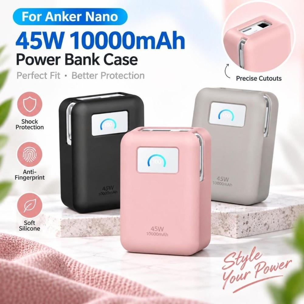 Silicone Portable Charger Protective Case Full Protective Cover for Anker Nano 45W 10000mAh Travel