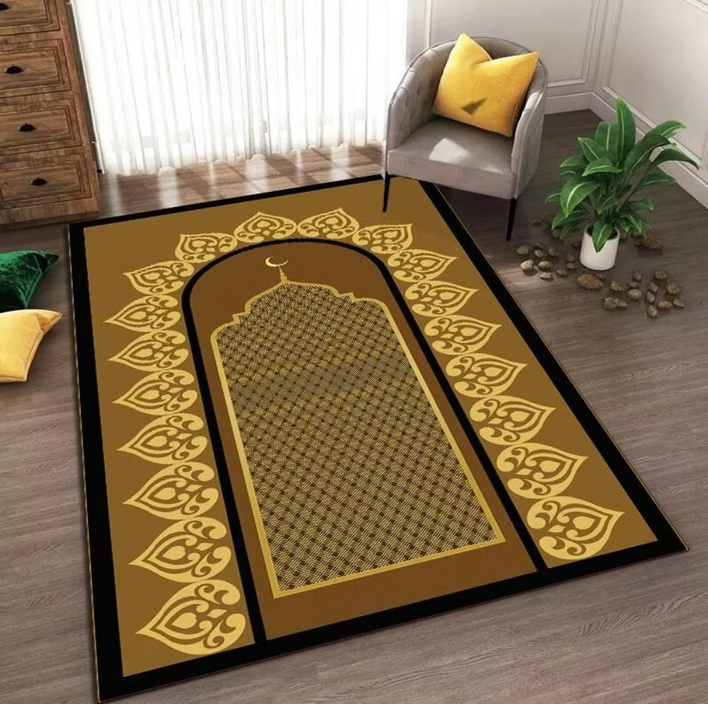 Ramadan Muslim Prayer Mat Halal Carpet for Bedroom Decor Living Room Anti-slip Rug Machine Washable Carpet Entrance Doormat
