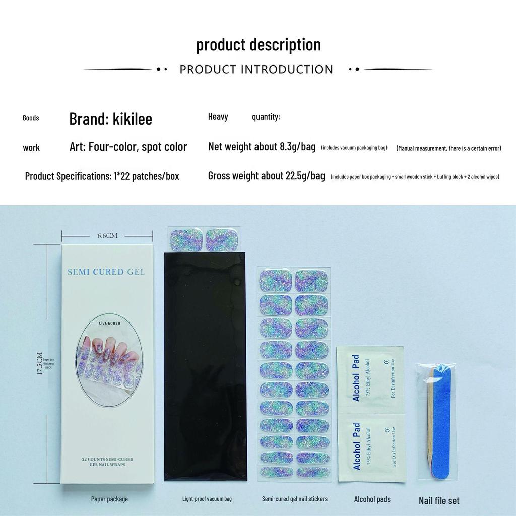 Transparent Nude UV Gel Nail Art Stickers: Semi-Cured, Semi-Baked Manicure Sheets