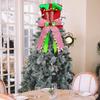 Collapsible Christmas Tree Topper Hat Witch Leg Bow Design Foldable Star Alternative Holiday Decor Xmas Party Festive Accent