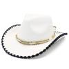 European and American style contrasting colors warped edge western cowboy hat big eaves thickened jazz hat popular top hat woolen hat