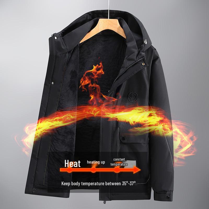 2025 Men's Plus Size Velvet Thickened Casual Jacket - Trendy Loose Fit for Larger Sizes