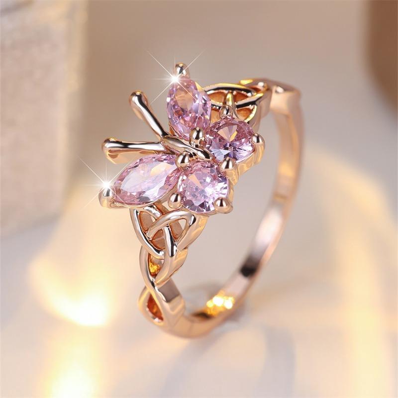 

Модное Легкое Роскошное Женское Кольцо с Бабочкой, Подчеркивающее Темперамент, Нежное, Блестящее, Инкрустированное Фианитом, Аксессуары для Праздничной Вечеринки 10