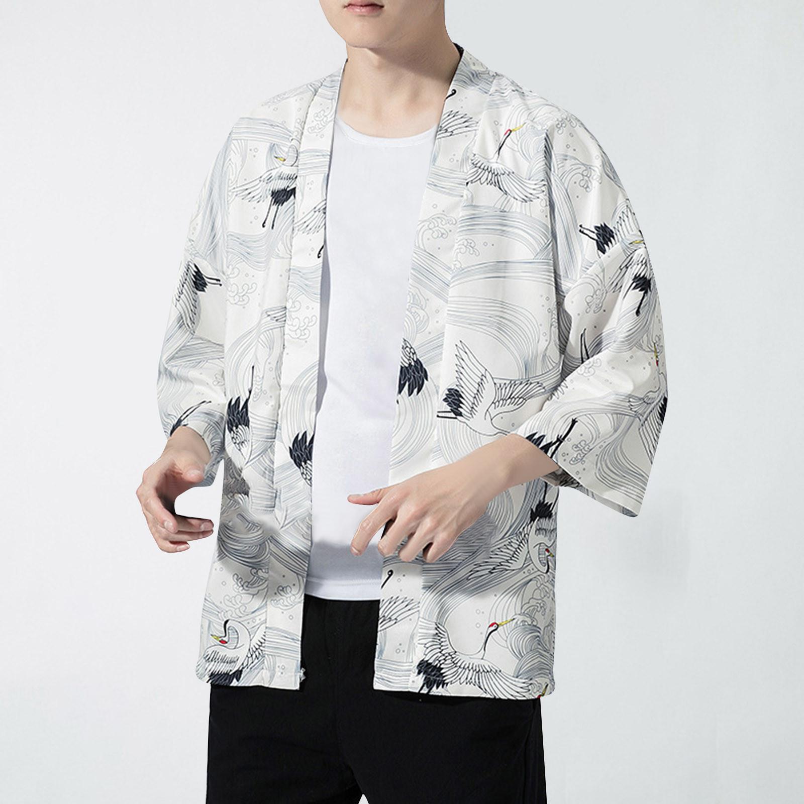 

Fashion Men Casual Comfortable Cardigan Print Loose Jacket Coat Baggy Tops M