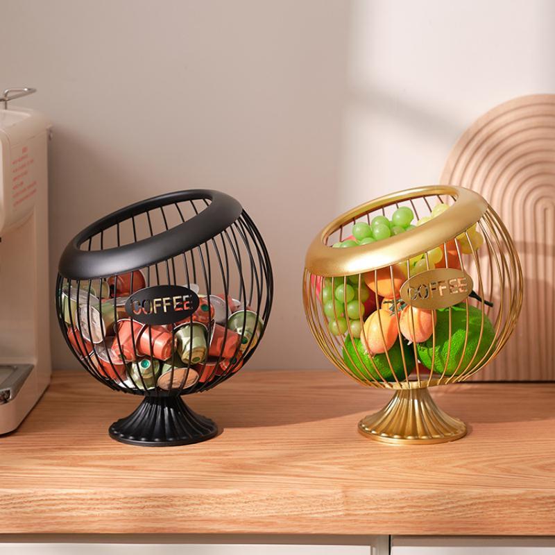1Pcs Iron Coffee Capsule Holder Fruit Snack Storage Rack Multifunctional Hollow Coffee Pod Storage Rack Suitable For Home Cafes