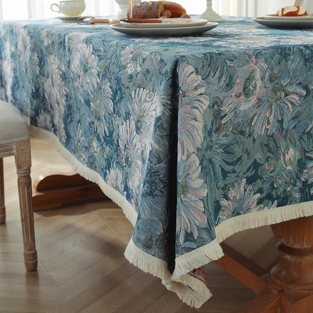 Tovaglia Stile Pittura a Olio Retrò Tovaglia da Tavolo da Cucina Copritavolo Rettangolare in Cotone Lino Jacquard Tovaglie Rettangolari Copritavolo da Tavola da Pranzo