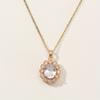 Elegant Oval Zirconia Drop Necklace, Golden Vintage Statement Jewelry