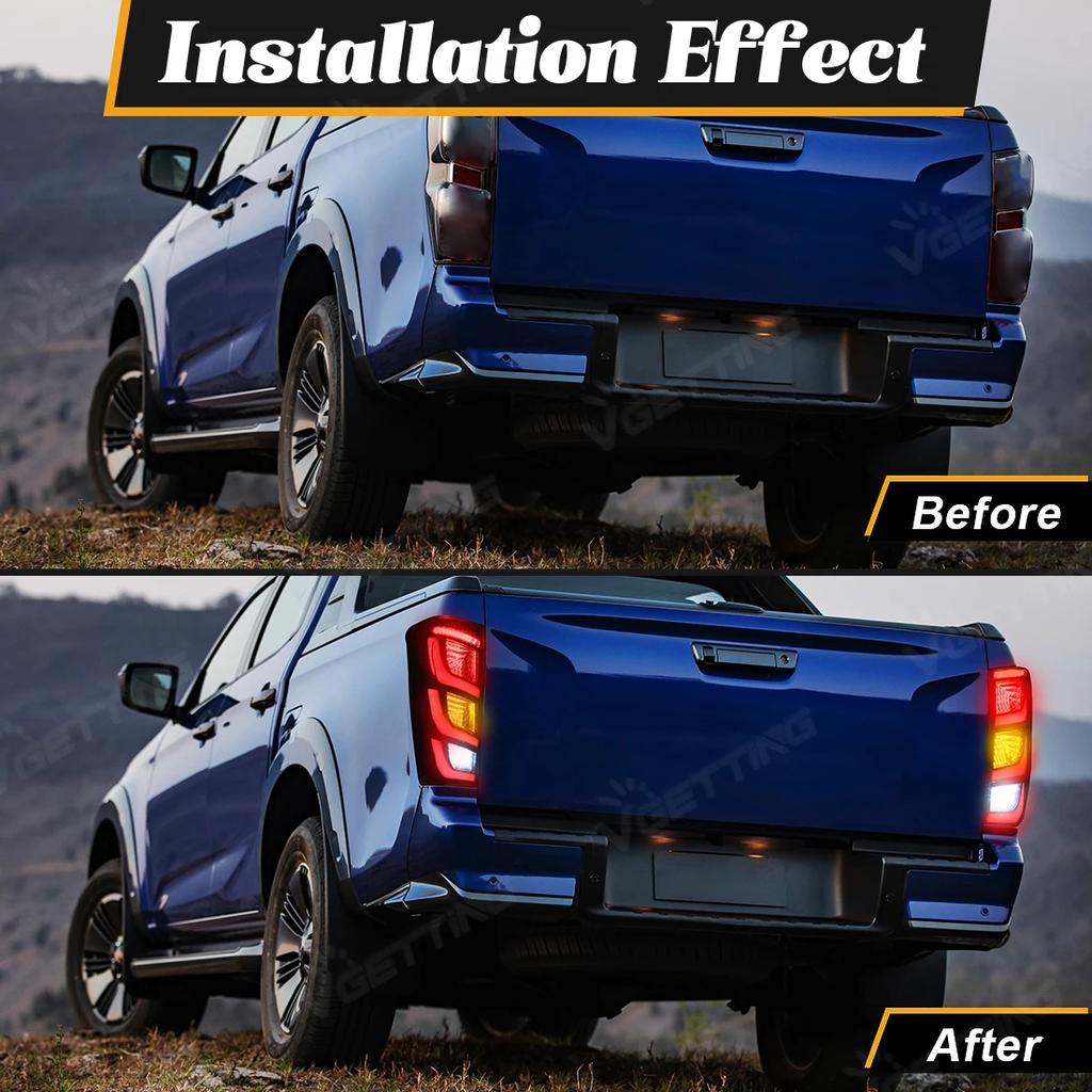 1 Pair Car LED Tail Light Assembly For Isuzu Dmax D-max 2021 2022 2023 2024 Rear Turn Signal Brake Reverse Lights Taillight 12V