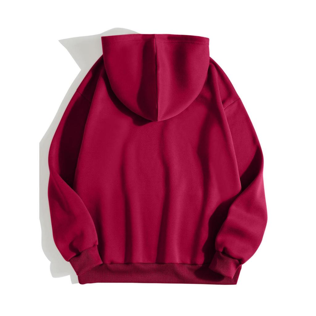 2023 Autumn/Winter Fleece-Lined Thick Hoodie - Unisex European/American Loose Fit, Plain Color.