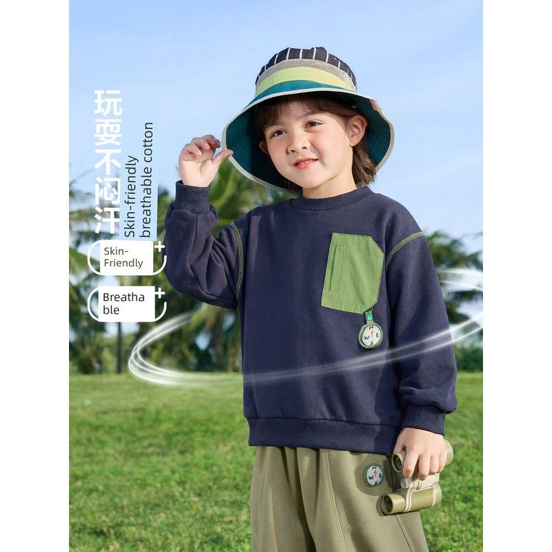 Right European Style Boys' Spring Clothing Compass Series Sweatshirt 2026 New Clothes Children's Clothing Baby Spring Tops