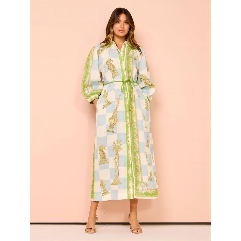 

Fashion 2025 New Arrival Personalized Cardigan Casual Fashion Lace Printing Long Shirt Light green S