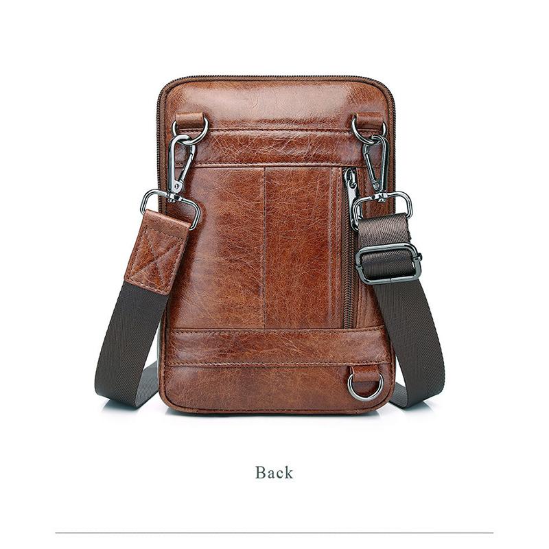 The First Layer of Cowhide Men's Multifunctional Messenger Shoulder Bag Leather European and American Men's Large-capacity Casual Shoulder Bag