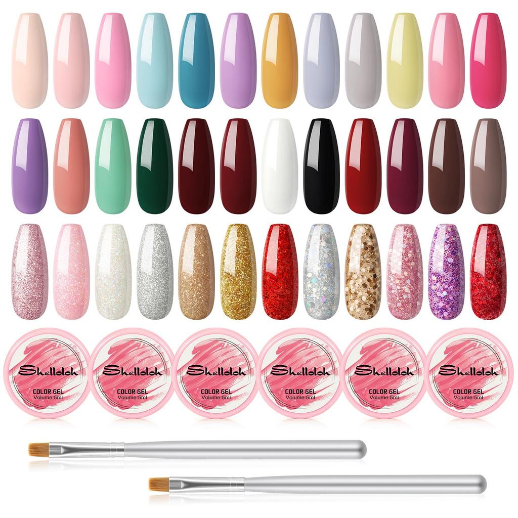 Buy SHELLOLOH UV Gel Kit 36 Pcs Gel Nail Polish Morandi Candy Colors