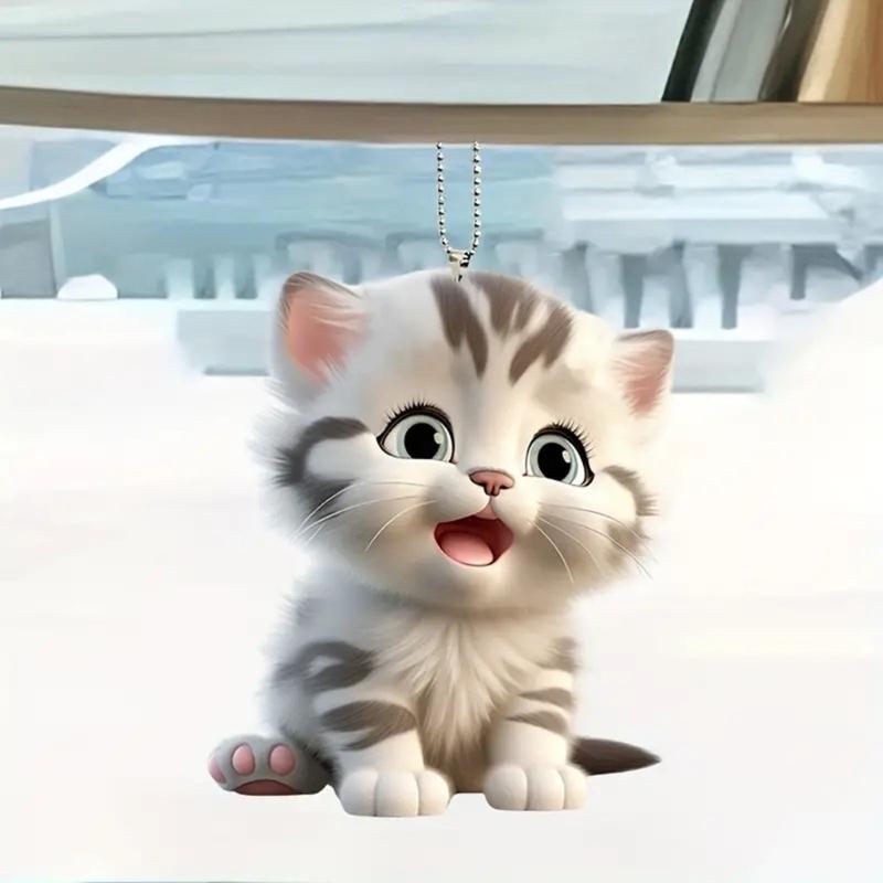 Strong PVC Cats Shape Vehicle Hanging Ornament With Clear Print Present Excellent for Holiday Decorations & Car Interior