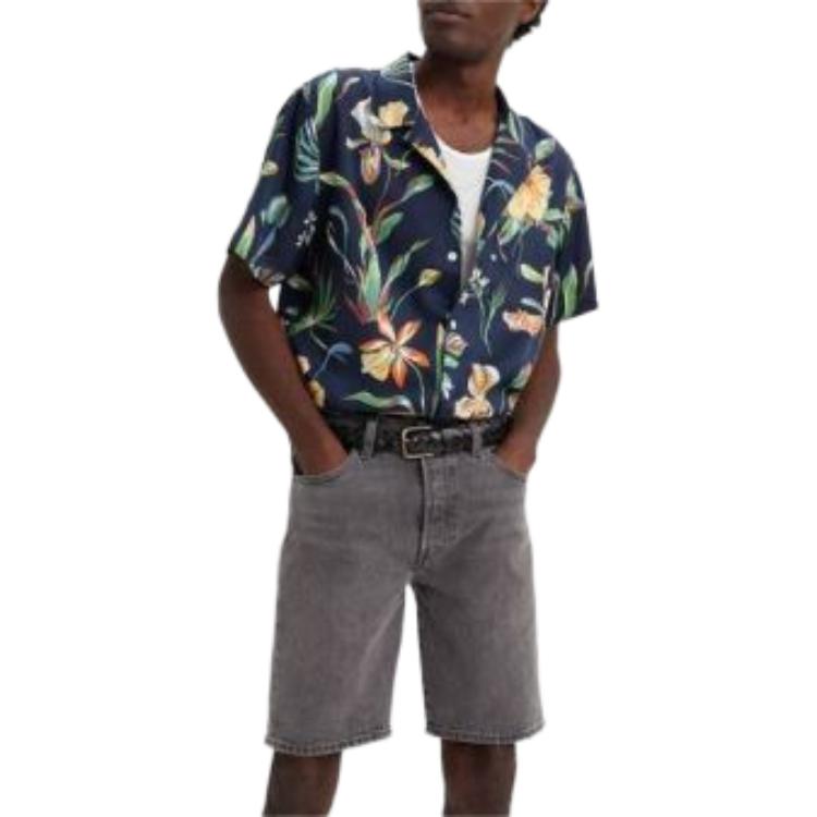 Levis Pattern Printed Polo Shirt Men Shirts Navy-Blue 72625-0090