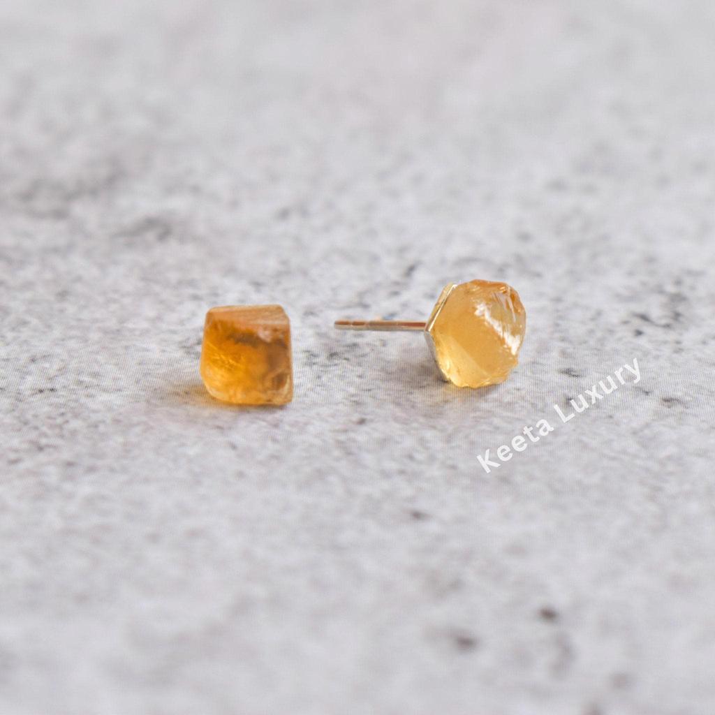 raw citrine quartz studs , raw gemstone healing crystal studs earrings, bridesmaid gifts , crystal earrings , raw healing crystal jewelry
