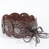 Stylish Wide Disc Belt PU Leather Waistband for Women Vintage Western Waist Belt for Dresses and Evening Parties