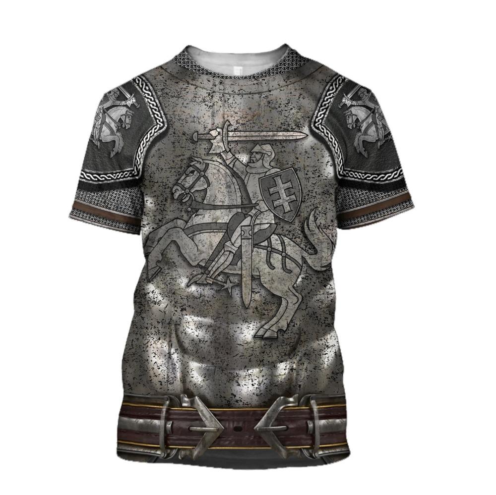 T-Shirts Ritter Mittelalterliche Rüstung 3D-Druck T-Shirt Kinder Rundhals Sommer Mode T-Shirt Junge Mädchen Unisex Hip Hop Lockere Kleidung