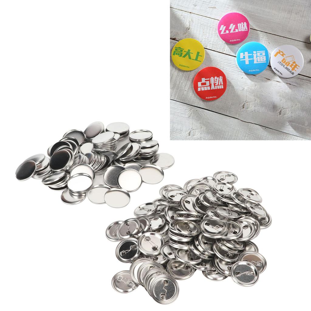 100 Set Pin Back Button Parts Sturdy Metal Plastic Rustproof Smoothing Button Making Supplies for Badge  
