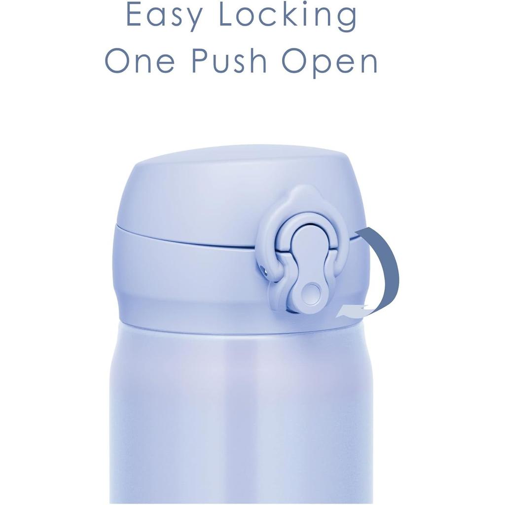 Thermos Vacuum Insulated Portable Mug 600ml Pearl Blue Easy to Clean with Removable Mouthpiece Lightweight Open Stainless Steel Bottle Keeps Drinks