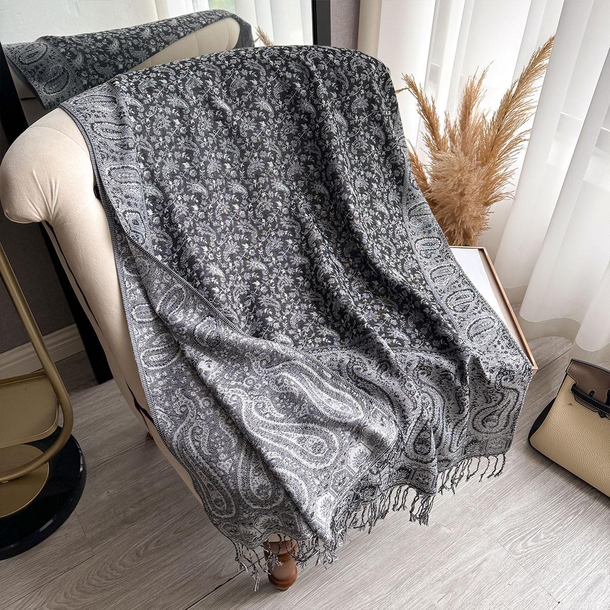 

Women Paisley Scarf New National Style Pashmina Shawl Tassel Jacquard Head Wraps Femme Winter Scarves Foulard Bufanda Hijab