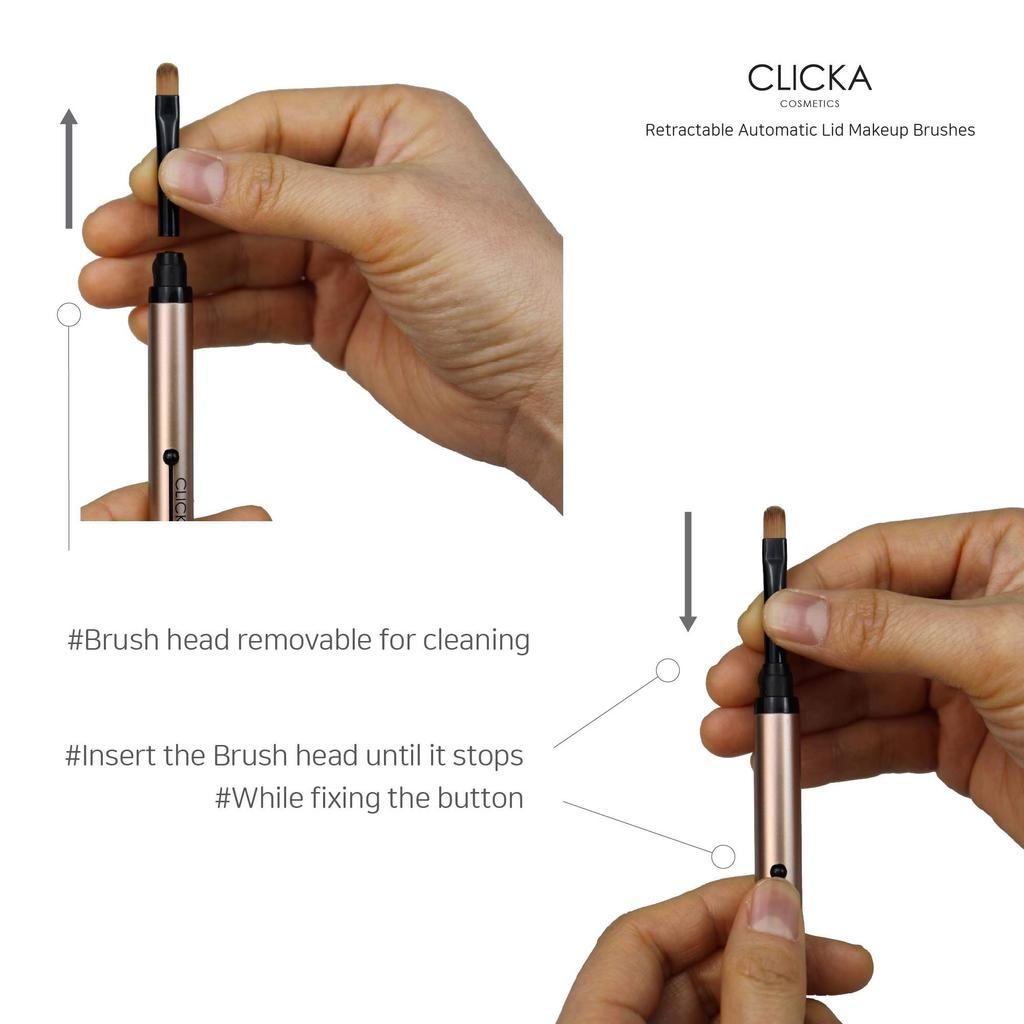 CLICKA Retractable Makeup Premium Synthetic Bristle Sponge Brush Brush, [LM602]