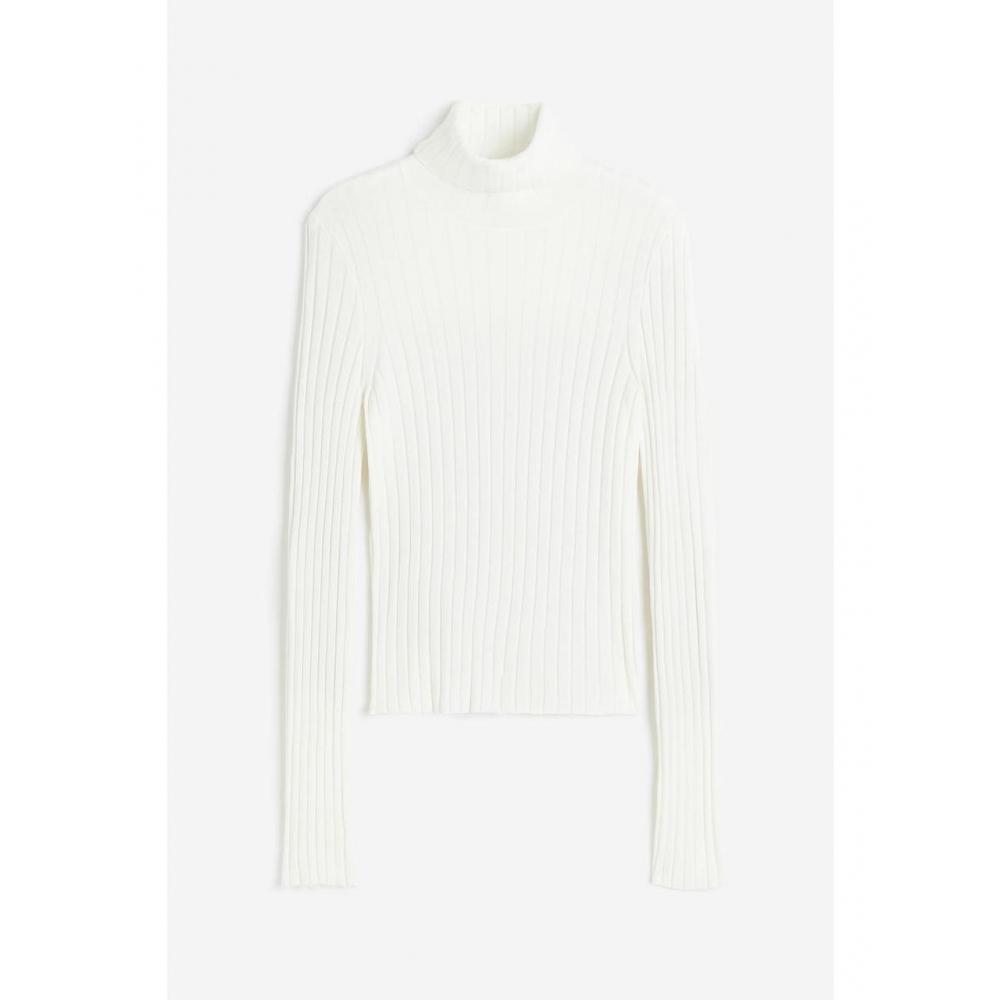 

H&M Топ с высоким воротником Rib Knit Кремовый 1163150002